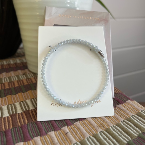 🆕 KEEP Collective By Stella & Dot Rebel coil bracelet in silver/pearl, new! - Picture 2 of 16